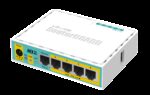 MikroTik hEX PoE Lite - Desktop PoE Router with 5 10/100 LAN ports and 1 USB port
