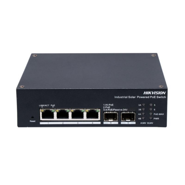 Hikvision 4 Port Gigabit Smart Managed Industrial Solar PoE Switch
